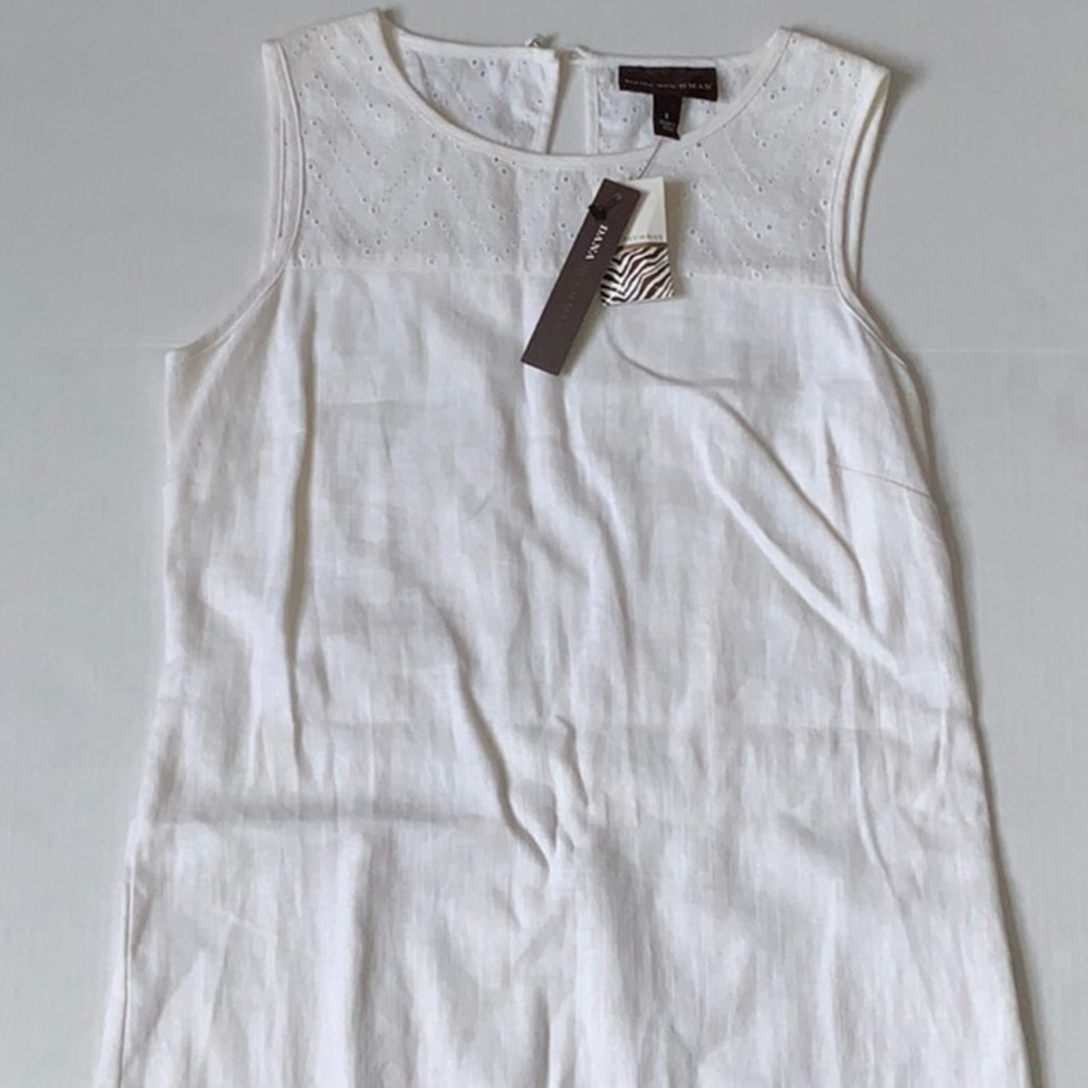 NWT Dana Bachman Linen Cotton Blend White Sleeveless Summer Dress - Size 4